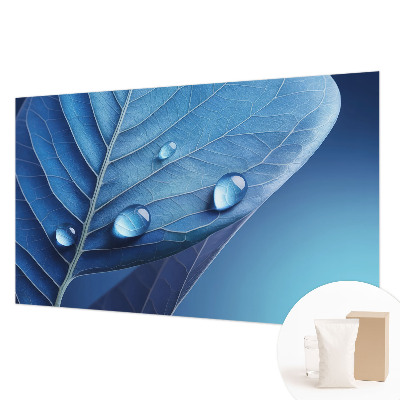Fototapeta s tiskom z modrim motivom lista