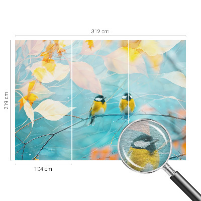 Stenska dekoracija fototapeta Pomladne ptice