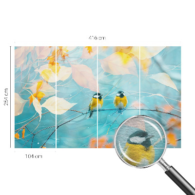 Stenska dekoracija fototapeta s motivom pomladnih ptic