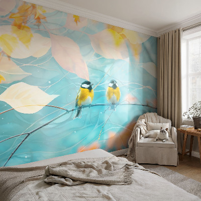 Stenska dekoracija fototapeta Pomladne ptice