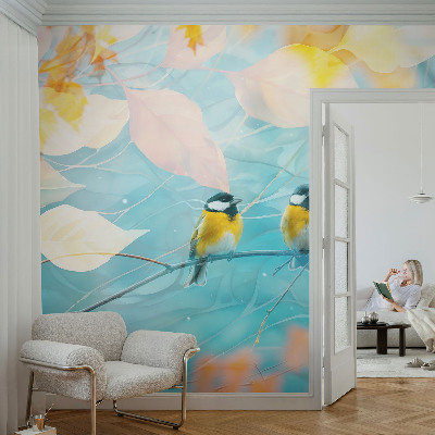 Stenska dekoracija fototapeta Pomladne ptice