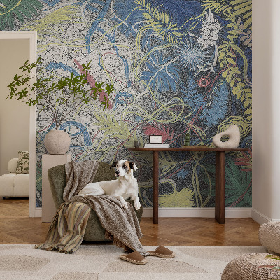 Tiskana fototapeta flis z rastlinskimi vrtinci kot motivom