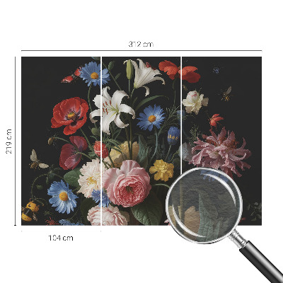 Stenska fototapeta flis Rože z žuželkami