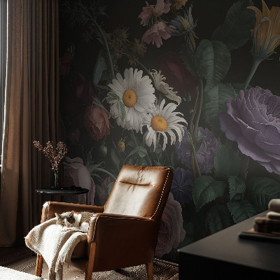 Fototapeta za dnevno sobo z vzorcem cvetlične elegance