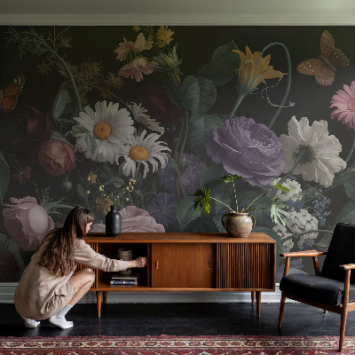 Fototapeta za dnevno sobo z vzorcem cvetlične elegance