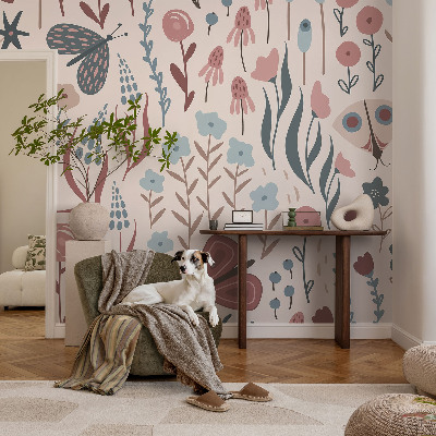 Stenska fototapeta flis Rože insekti