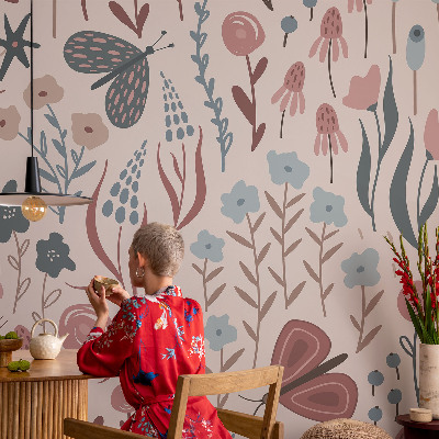 Stenska fototapeta flis Rože insekti