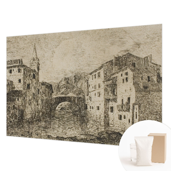 Stenska fototapeta flis z motivom mestne panorame