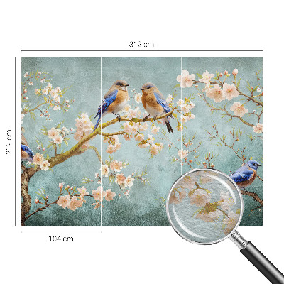 Stenska fototapeta flis s pomladnim motivom ptic