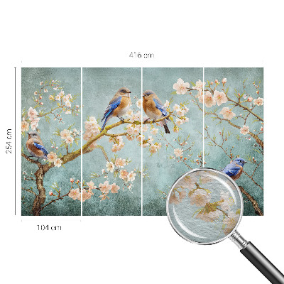 Stenska fototapeta flis s pomladnim motivom ptic