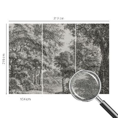 Stenska dekoracija fototapeta z motivom gozdne pokrajine
