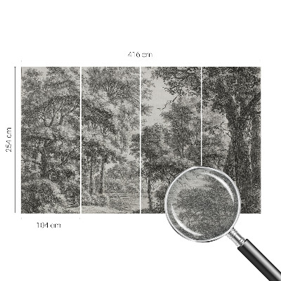 Stenska dekoracija fototapeta z motivom gozdne pokrajine