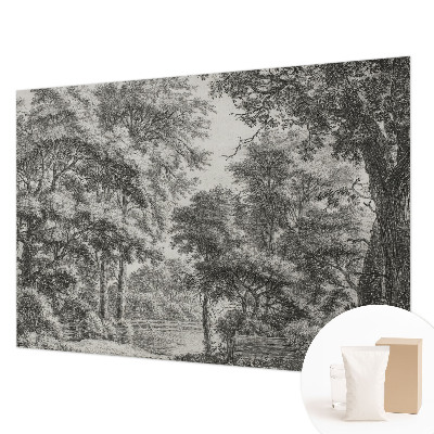 Stenska dekoracija fototapeta z motivom gozdne pokrajine