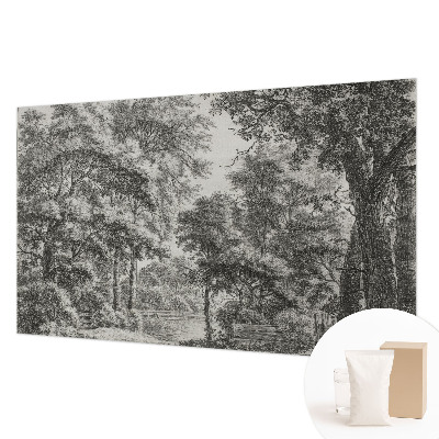 Stenska dekoracija fototapeta z motivom gozdne pokrajine
