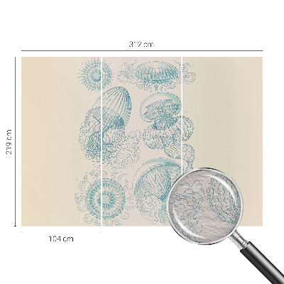 Stenska dekoracija fototapeta z motivom morskih meduz