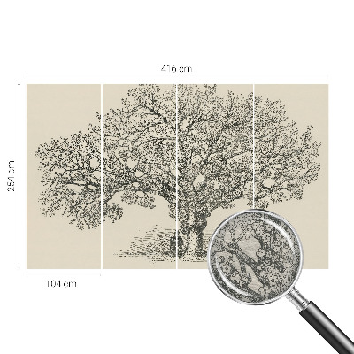 Tiskana fototapeta flis z ilustracijo drevesa