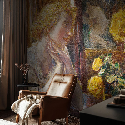 Visokokakovostna fototapeta Ženska z vrtnicami