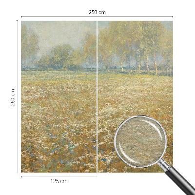 Stenska dekoracija fototapeta s motivom cvetočega polja