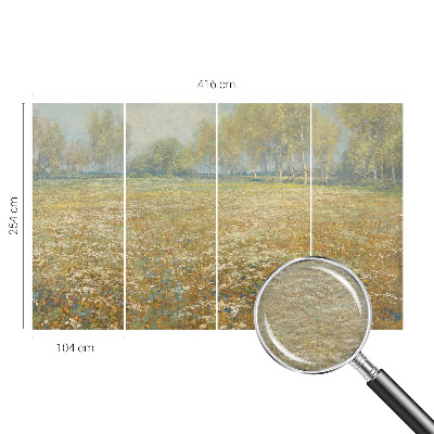 Stenska dekoracija fototapeta s motivom cvetočega polja