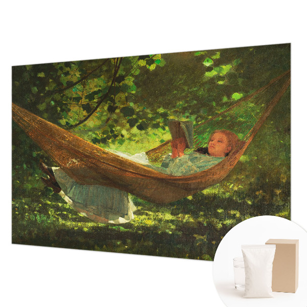 Fototapeta za spalnico z motivom sproščanja v viseči mreži