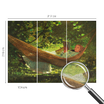 Fototapeta za spalnico z motivom sproščanja v viseči mreži