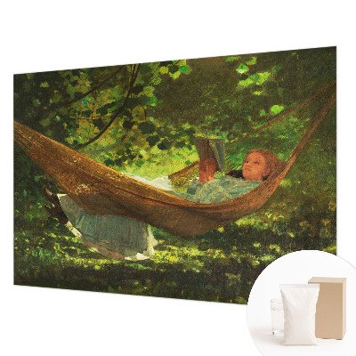 Fototapeta za spalnico z motivom sproščanja v viseči mreži