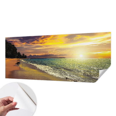 Samolepilna fototapeta za spalnico z motivom plaže ob sončnem zahodu