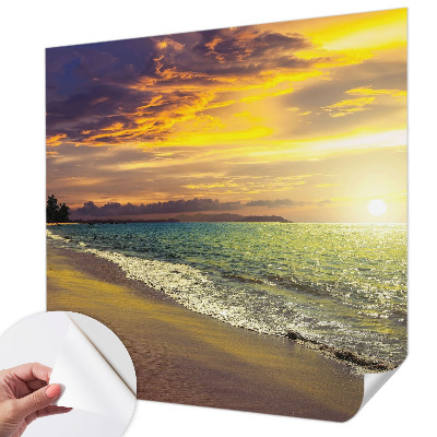 Samolepilna fototapeta za spalnico z motivom plaže ob sončnem zahodu
