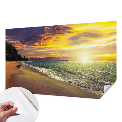 Samolepilna fototapeta za spalnico z motivom plaže ob sončnem zahodu