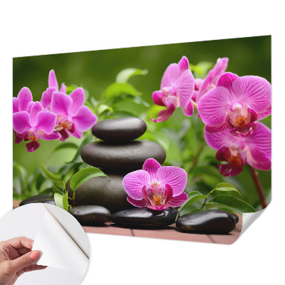 3D fototapeta z motivom orhidej in kamnov