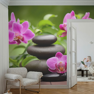 3D fototapeta z motivom orhidej in kamnov