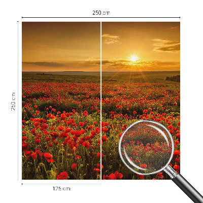 Samolepilna fototapeta za spalnico z motivom makovega polja
