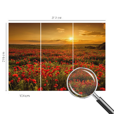 Samolepilna fototapeta za spalnico z motivom makovega polja