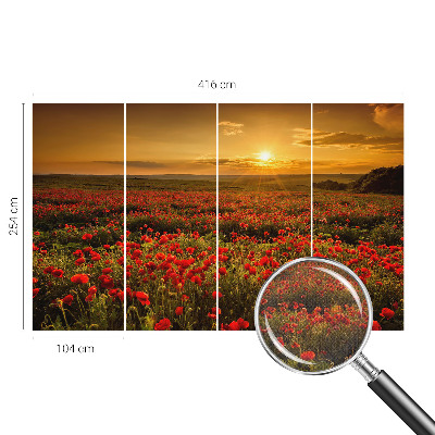 Samolepilna fototapeta za spalnico z motivom makovega polja