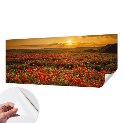 Samolepilna fototapeta za spalnico z motivom makovega polja