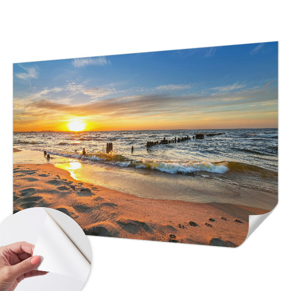3D fototapeta s motivom sončnega zahoda na plaži