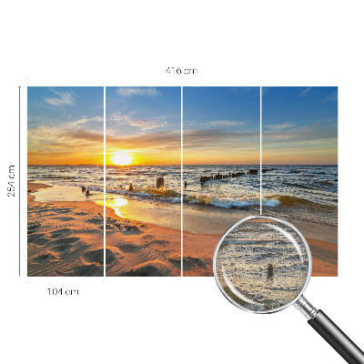 3D fototapeta s motivom sončnega zahoda na plaži