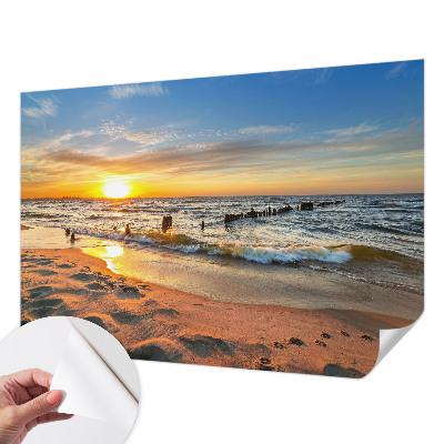 3D fototapeta s motivom sončnega zahoda na plaži