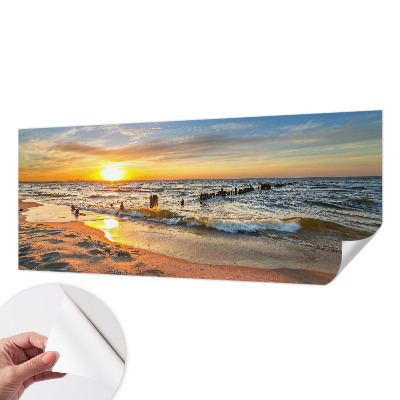 3D fototapeta s motivom sončnega zahoda na plaži