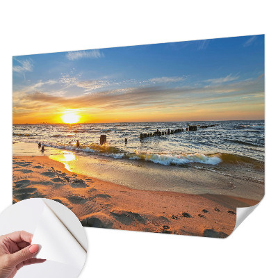 3D fototapeta s motivom sončnega zahoda na plaži