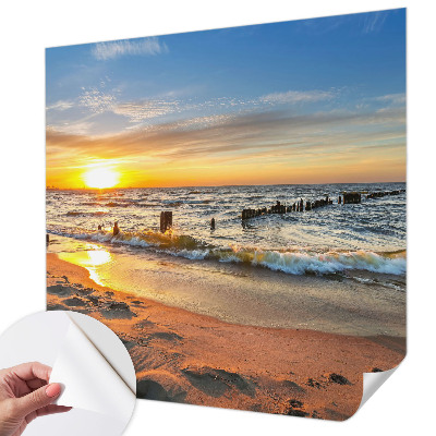 3D fototapeta s motivom sončnega zahoda na plaži
