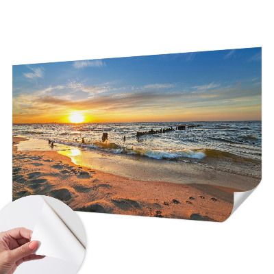 3D fototapeta s motivom sončnega zahoda na plaži