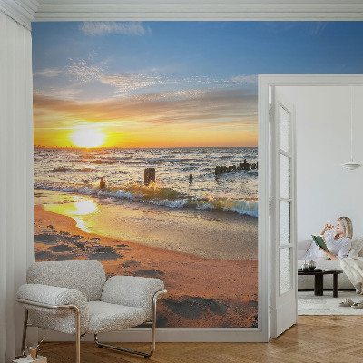 3D fototapeta s motivom sončnega zahoda na plaži