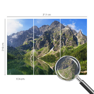 Fototapeta za otroško sobo s sličicami gora v nežnih barvah