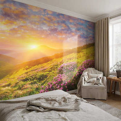 Samolepilna fototapeta za dnevno sobo z motivom gorskega zahoda