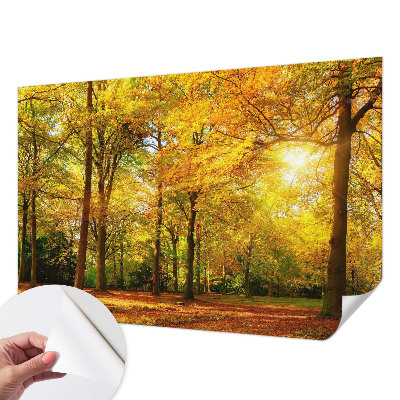 Samolepilna fototapeta za spalnico z motivom zlatih listov