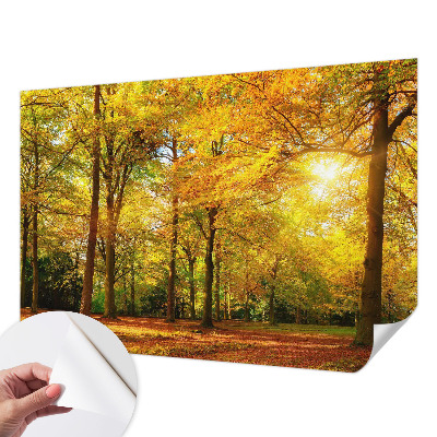 Samolepilna fototapeta za spalnico z motivom zlatih listov