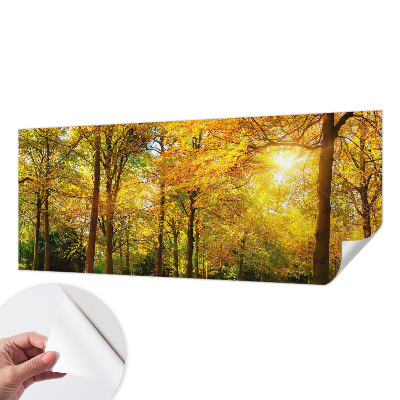 Samolepilna fototapeta za spalnico z motivom zlatih listov