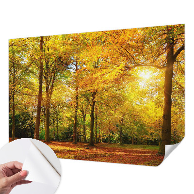 Samolepilna fototapeta za spalnico z motivom zlatih listov