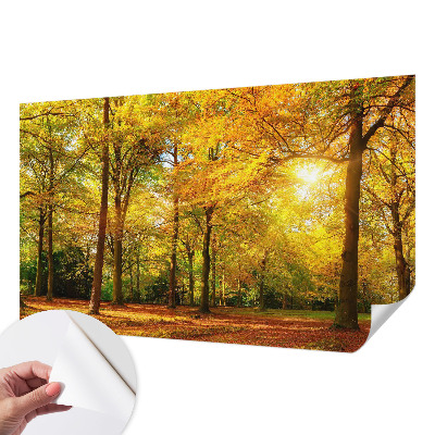 Samolepilna fototapeta za spalnico z motivom zlatih listov